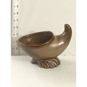 Frankoma Pottery #57 S Brown Cornucopia Planter 1960's